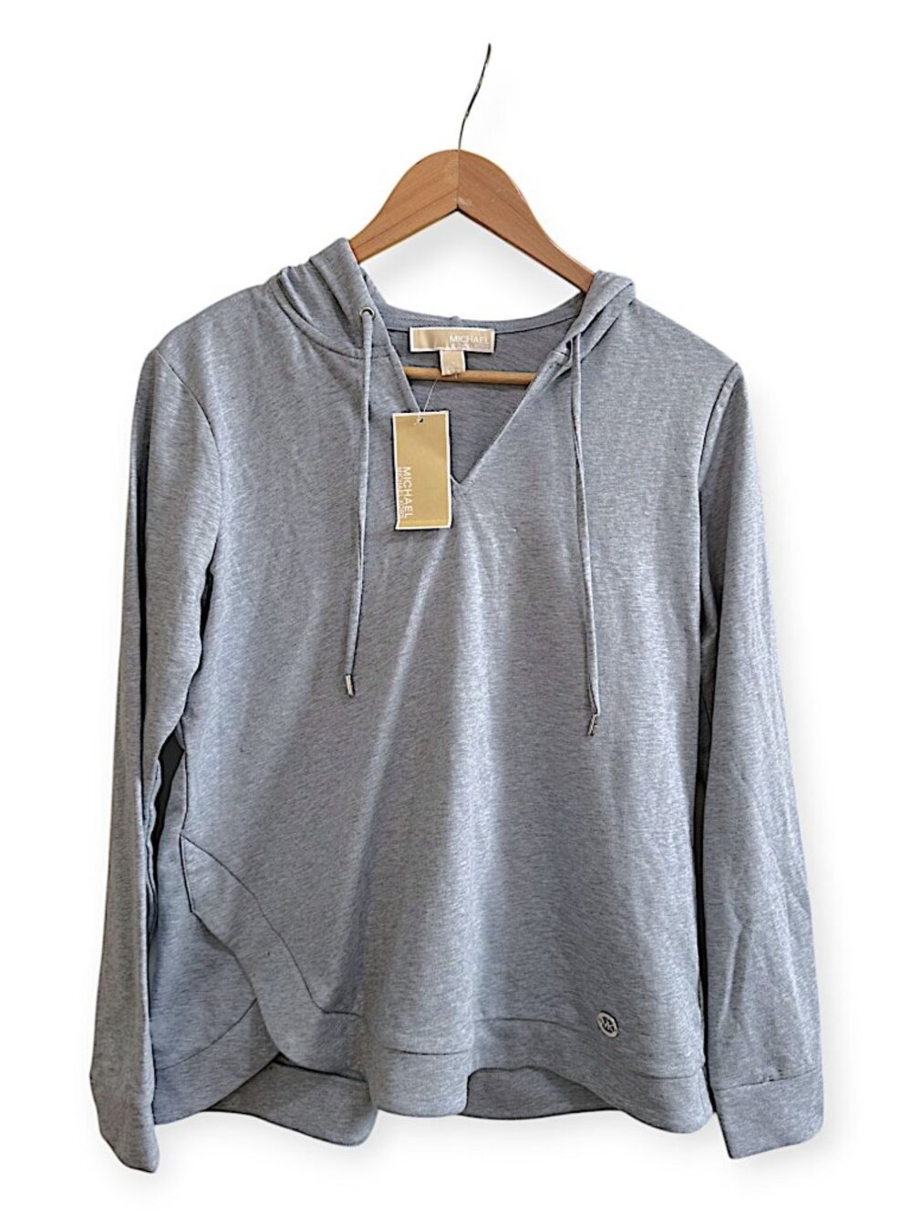 Michael Michael Kors Blue Slub Chambray Pullover Hoodie Size L NWT